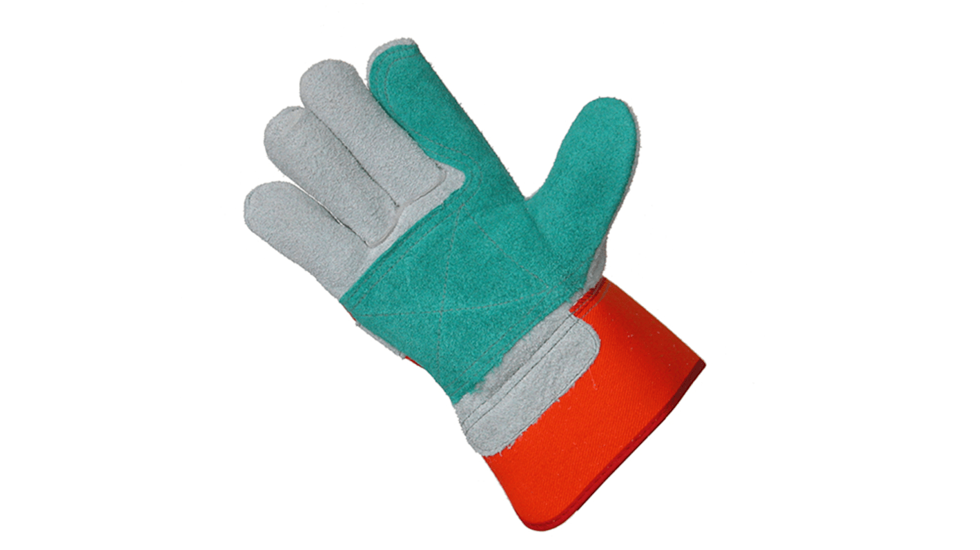 Liscombe 562 Green, Grey, Red Leather General Handling, Logistic, Transport Work Gloves, Size L