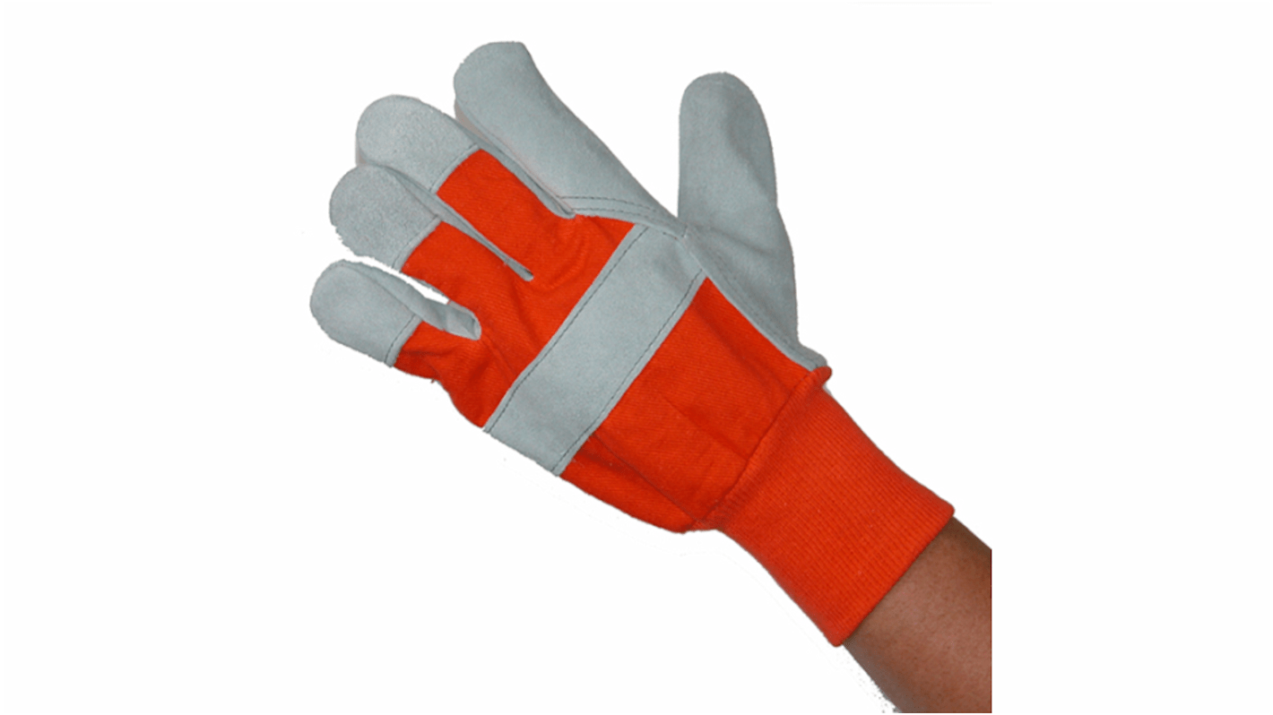 Liscombe 574 Grey Cotton, Leather Material Handling Work Gloves, Size 9, Kevlar Coating