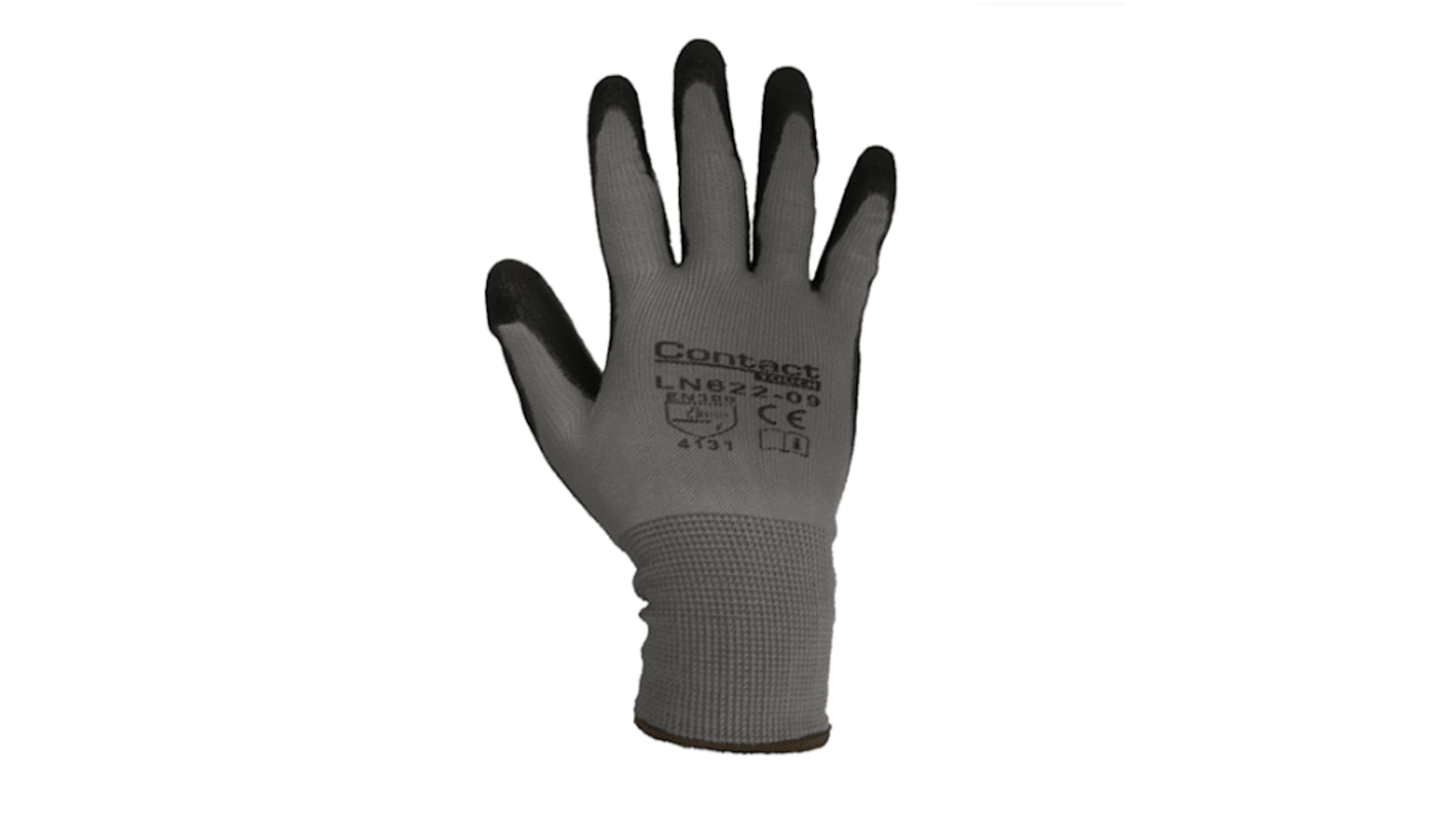 Liscombe LN622 Black, Grey Polyamide Material Handling Work Gloves, Size 8, Polyurethane Coating