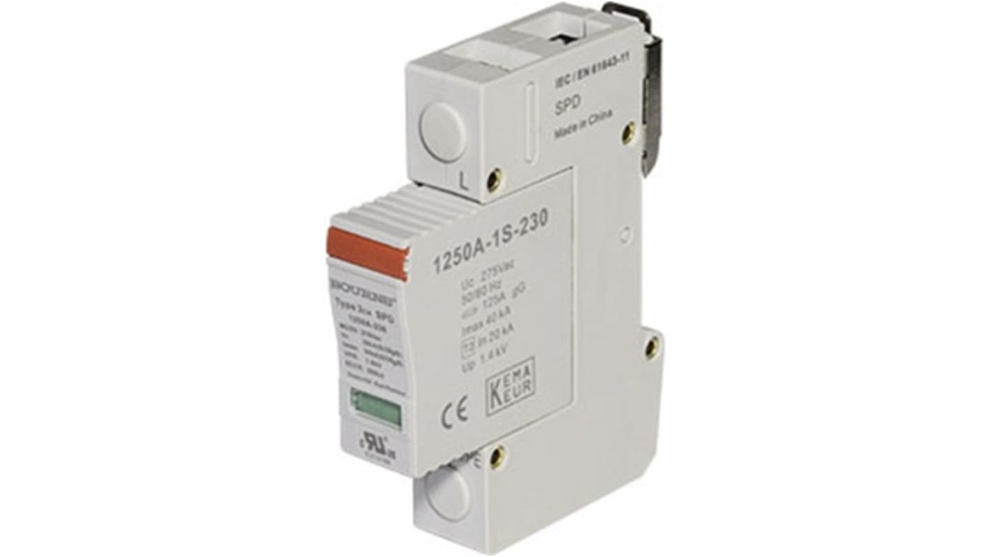 Bourns Single, Three Phase Surge Protector, 50kA, 1.5kV, DIN Rail Mount