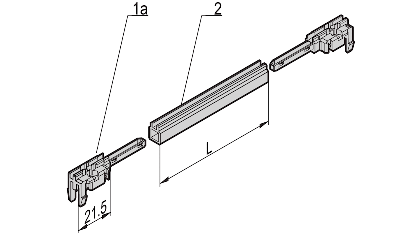 Guida nVent-SCHROFF, Policarbonato, prof. 280mm, largh. 2mm