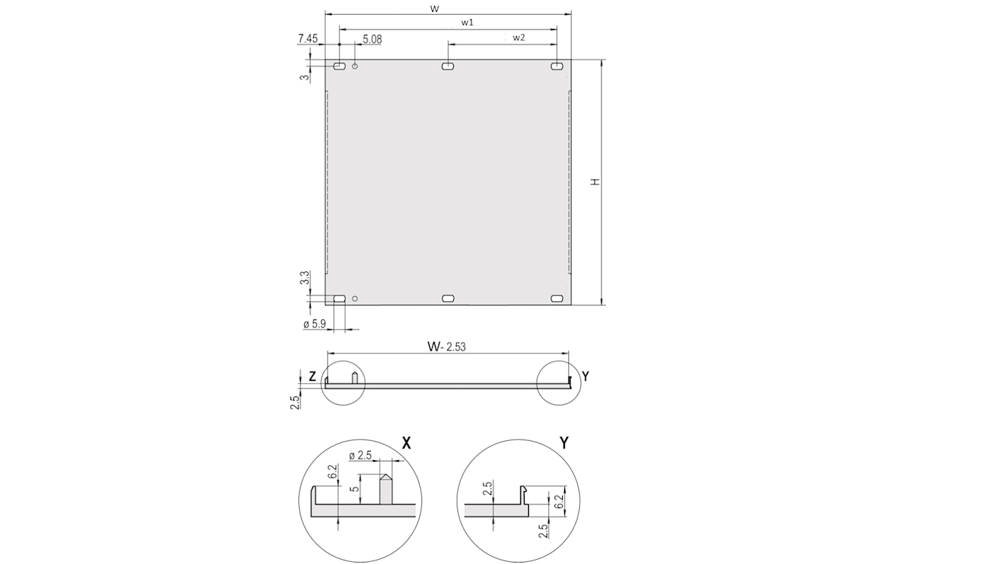 Akcesoria do obudów Panel przedni 30848358 Aluminium