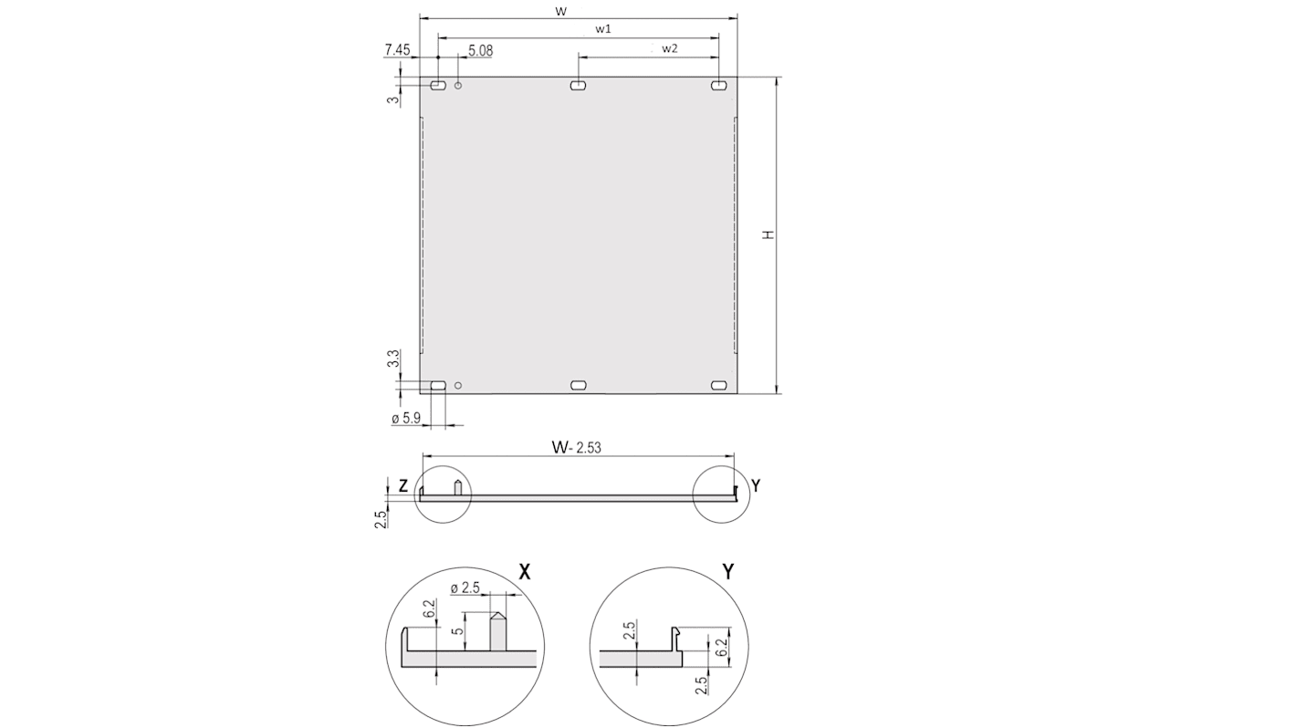 nVent-SCHROFF 30848 Series Aluminium Front Panel, 128.4 x 50.5mm
