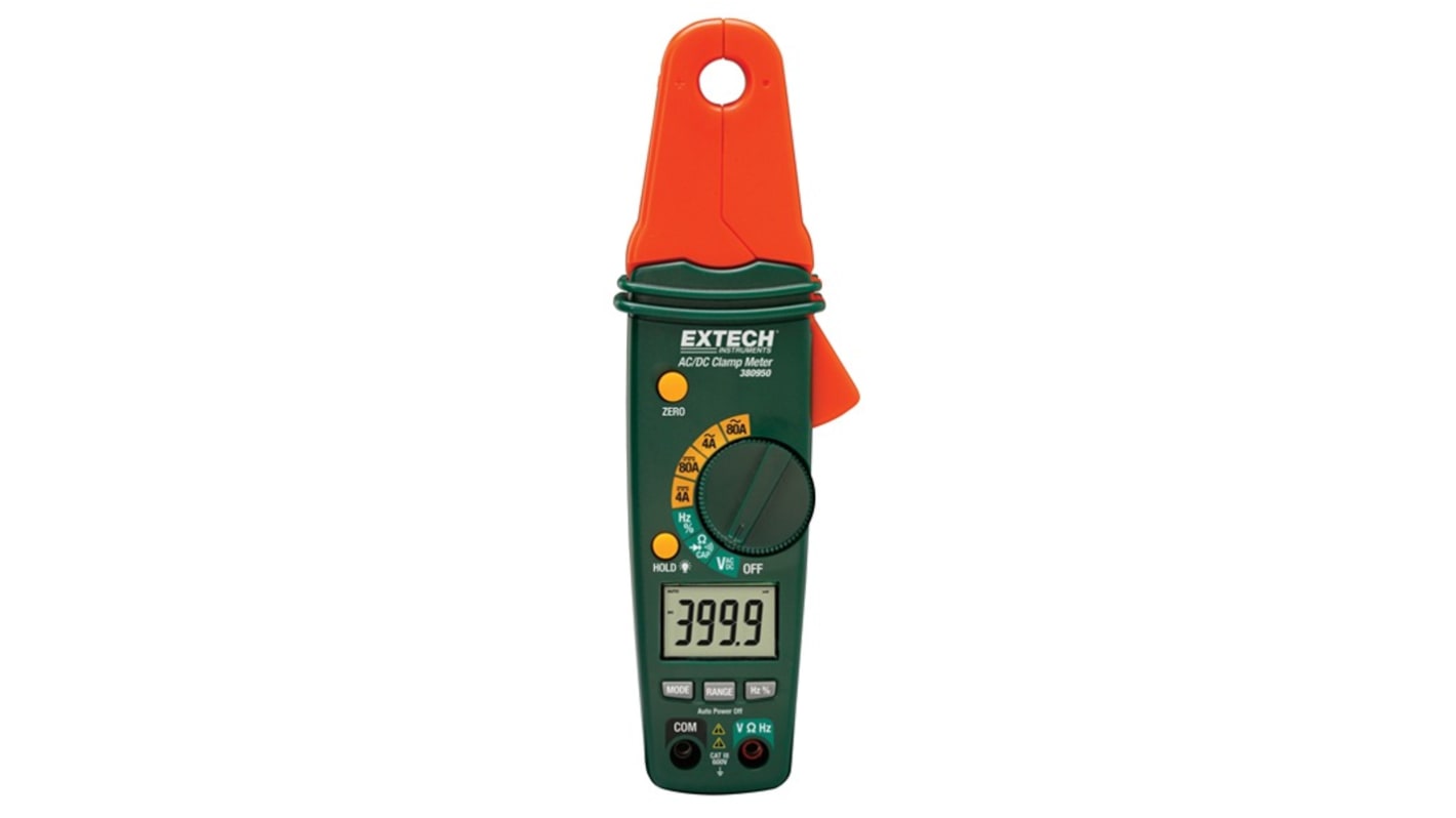 Pinza amperimétrica Extech 380950, corriente máx. 80A ac, 80A dc, CAT III 300V