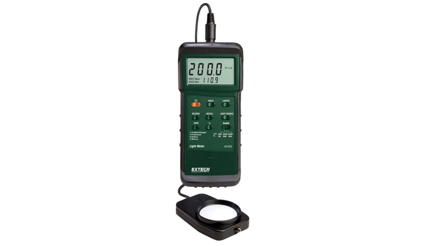 Extech 407026 Luxmeter mit Lichtsensor, bis 50000lx, 1 lx, ±4 %