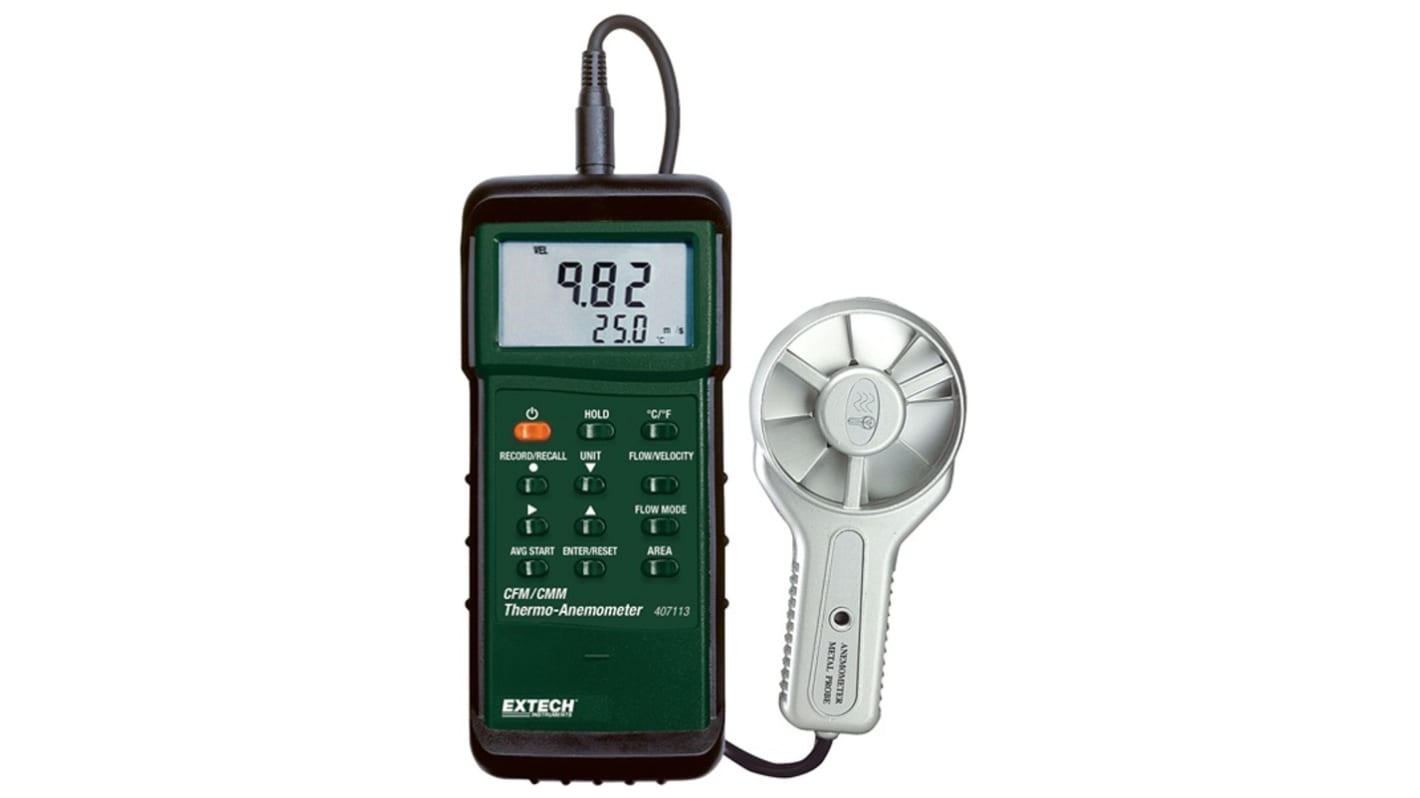 Anemómetro Extech 407113, medición de Velocidad del aire, Temperatura