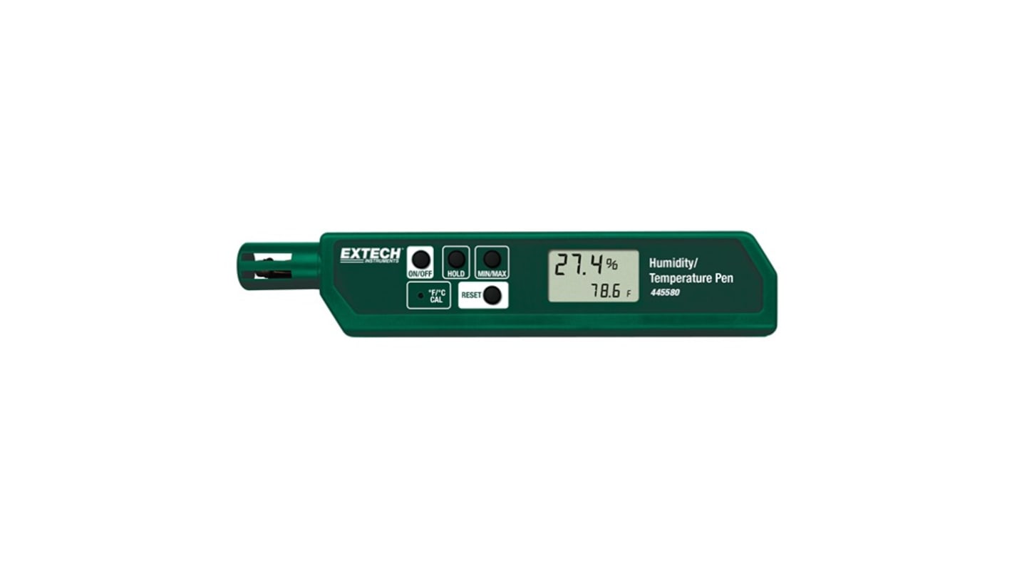 Extech 445580-NIST Pen Digital Thermohygrometer, ±5 % Accuracy, +122°F Max, 90%RH Max