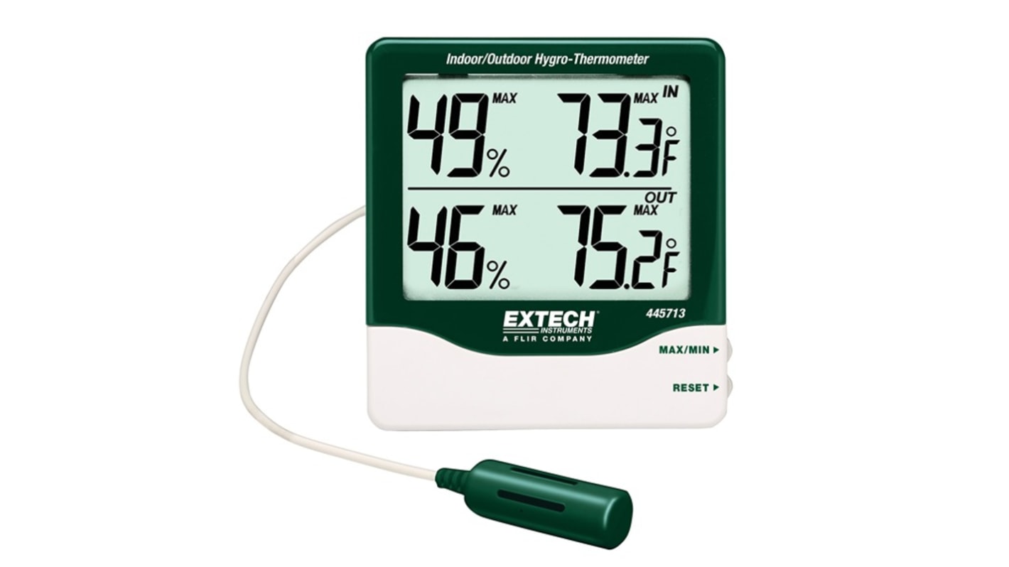 Extech 445713 Digital Thermohygrometer, ±5 %RH Accuracy, +140°F Max, 99%RH Max