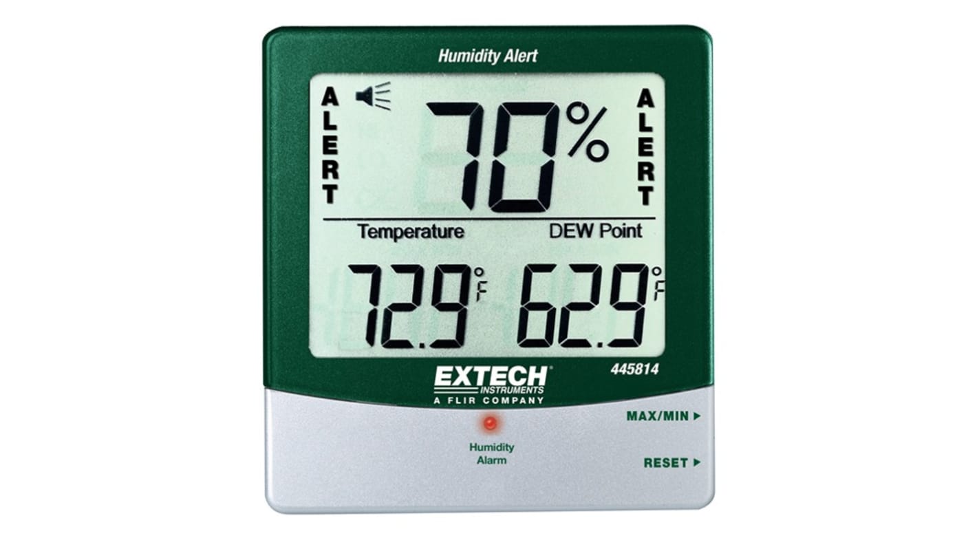 Extech 445814 Digital Thermohygrometer, ±4 %RH Accuracy, +140°F Max, 99 ...
