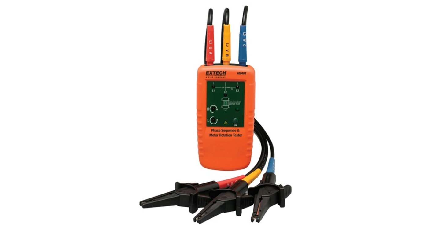 Extech 480403 Phase Rotation Tester, CAT III 600V, 400Hz Max, 600V ac Max