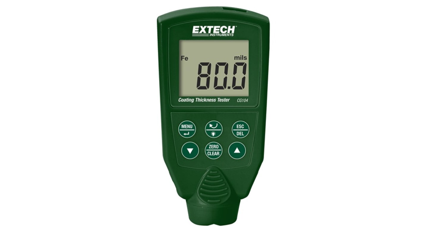 Extech CG104 Thickness Gauge, 0μm - 2000μm, ±10 Accuracy, 1 μm Resolution, Backlit LCD, LED Display