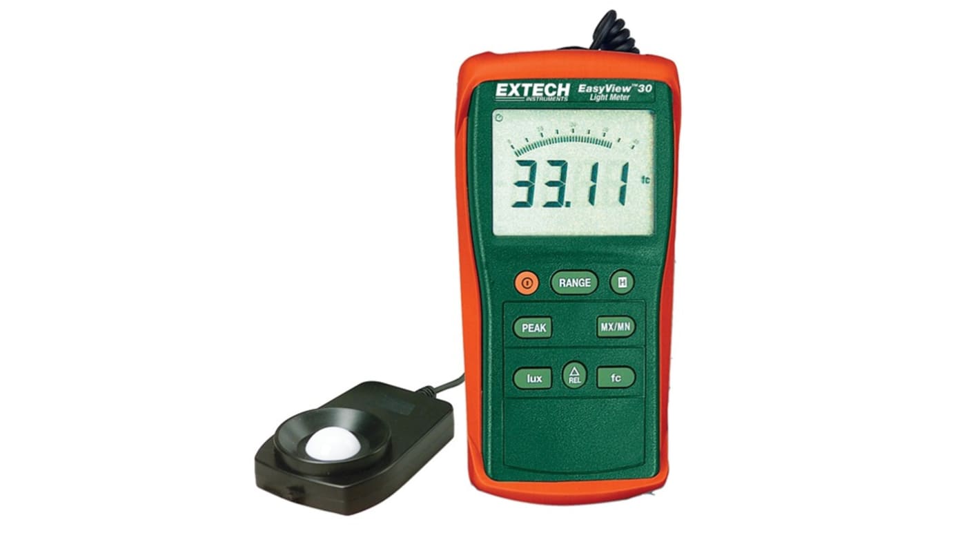 Extech EA30-NIST Light Meter, 40lx to 400000lx, ±3 %