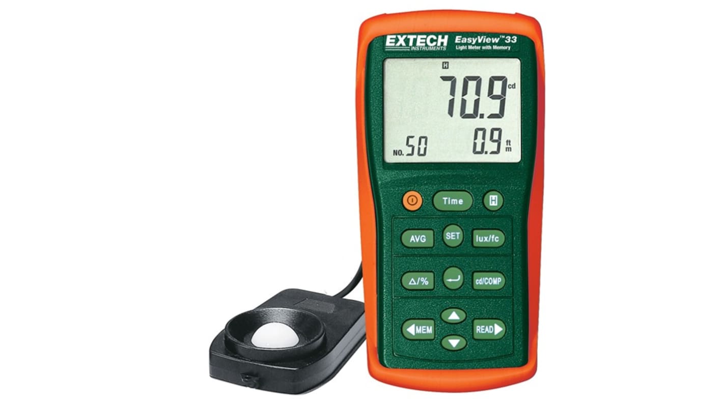 Extech EA33-NIST Luxmeter mit Lichtsensor, bis 999900lx, 0,01 lx, ±3 %