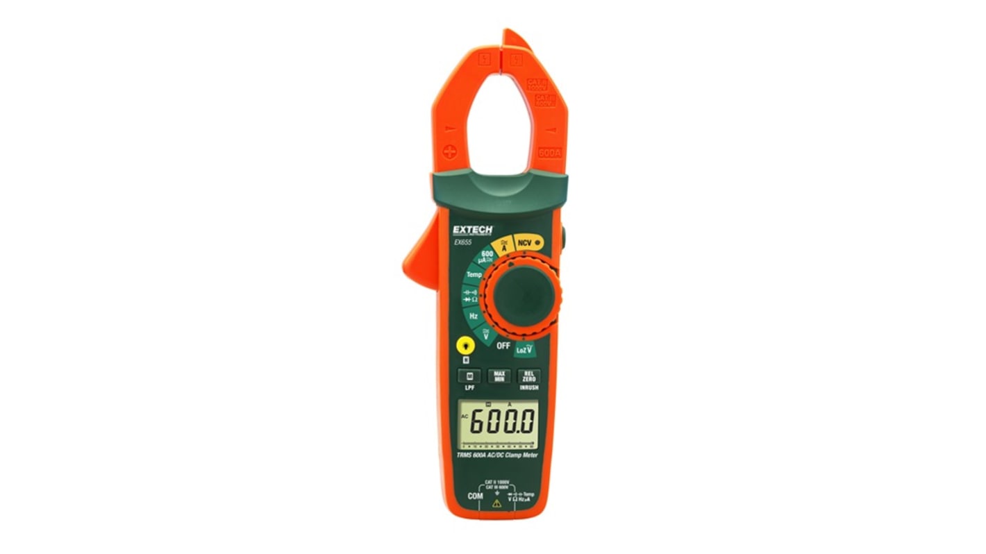 Extech EX655-NIST Clamp Meter Wireless, 600A dc, Max Current 600A ac CAT II 1000V V, CAT III 600V V