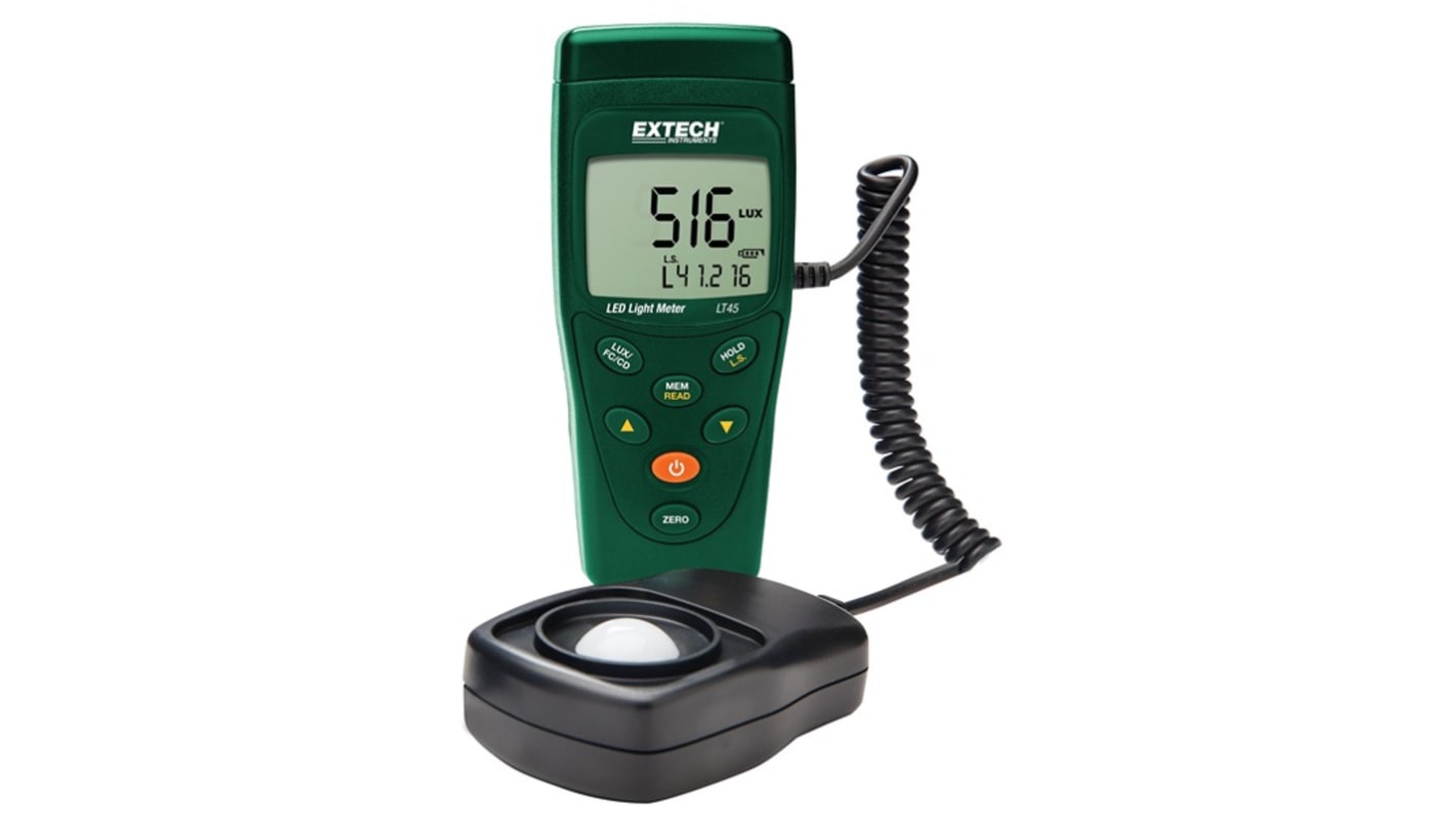 Extech LT45-NISTL Light Meter, 400lx to 400000lx, ±3 %