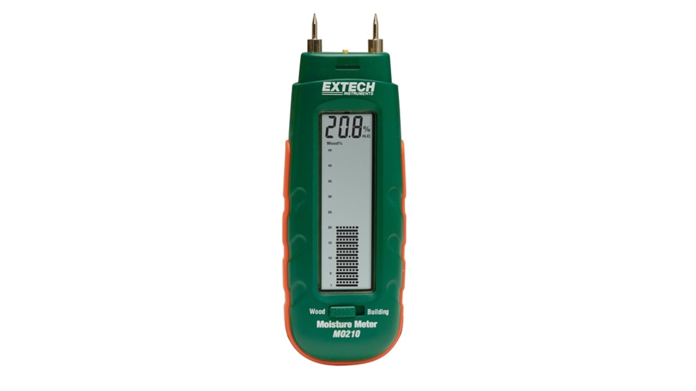 Medidor de humedad Extech MO210, medición 44% precisión ±1%, para Materiales de Construcción, Madera
