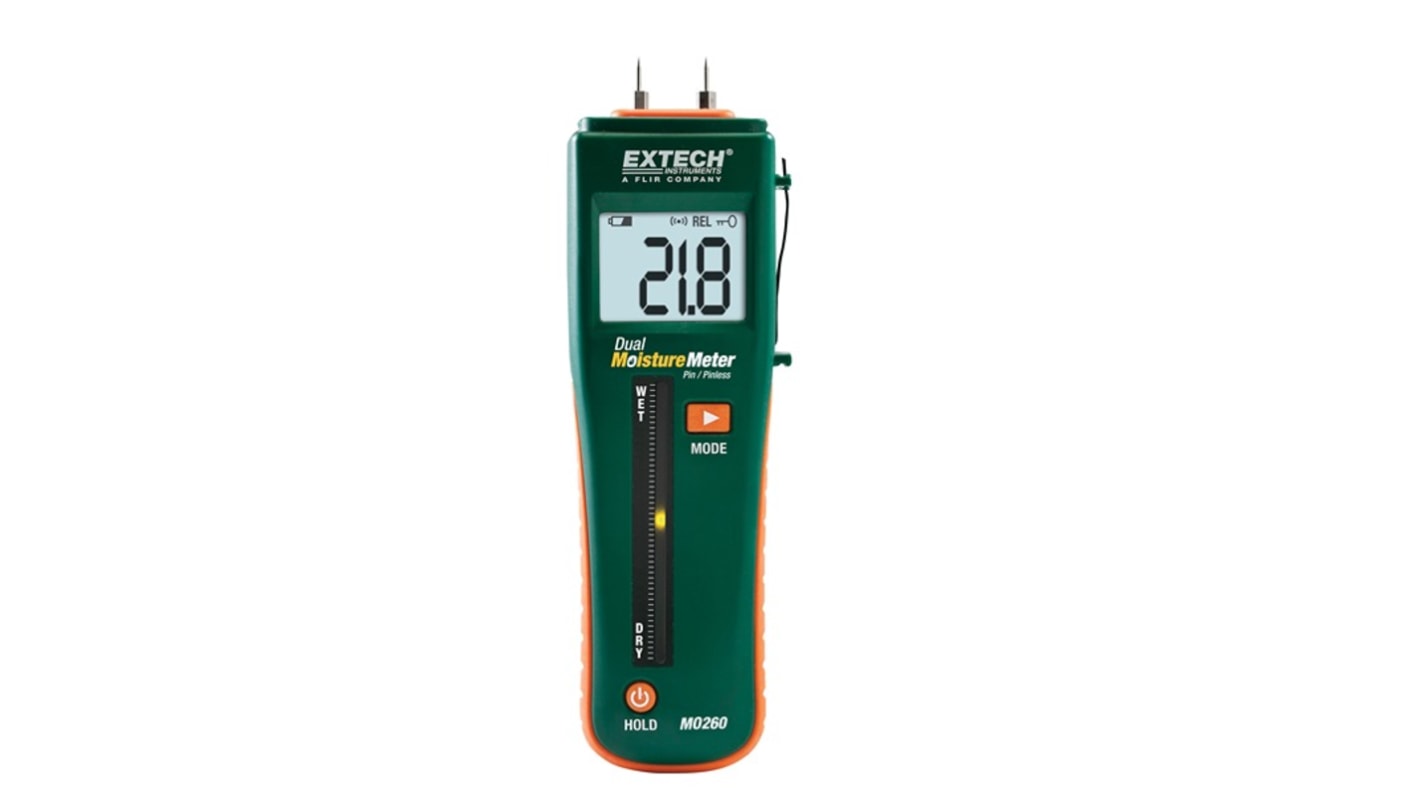 Extech MO260 Moisture Meter, 94.8% Max, Backlit Digital LCD Display, Battery-Powered