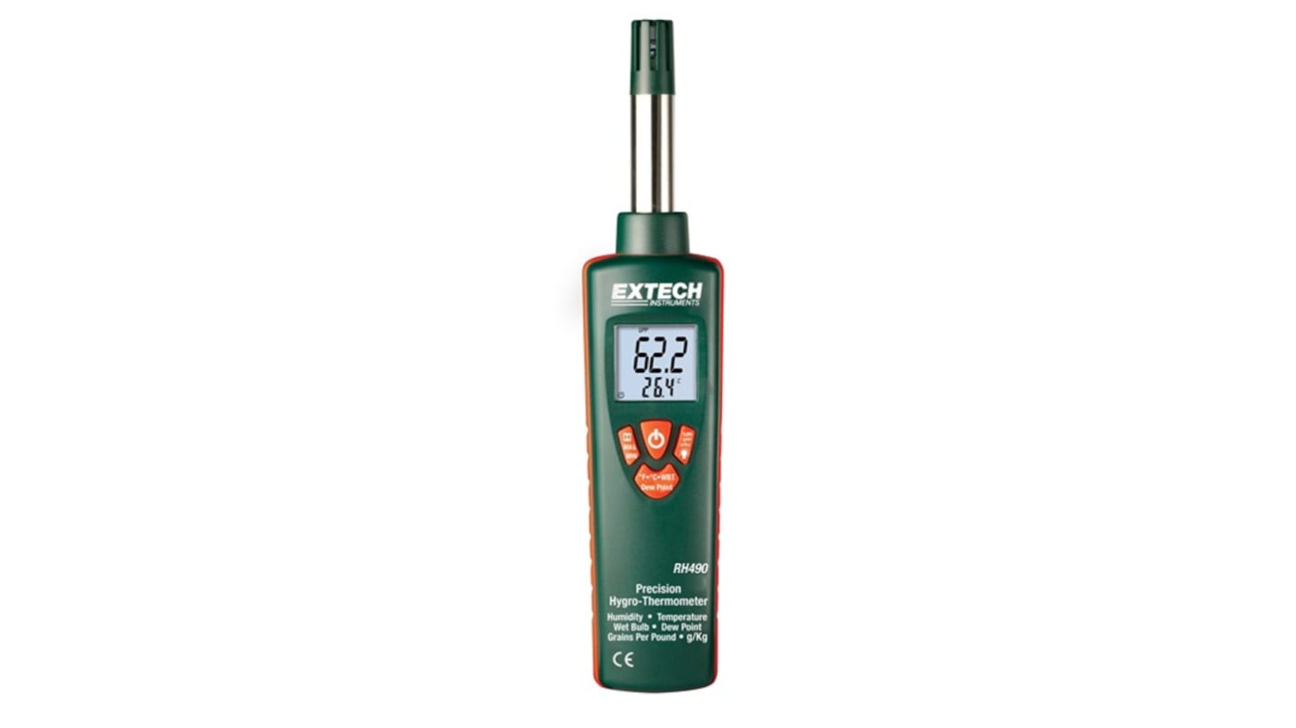 Extech RH490 Thermohygrometer, Typ Thermohygrometer, absolut +199°F / 100%RH, ±1.8 °F 0.1°F