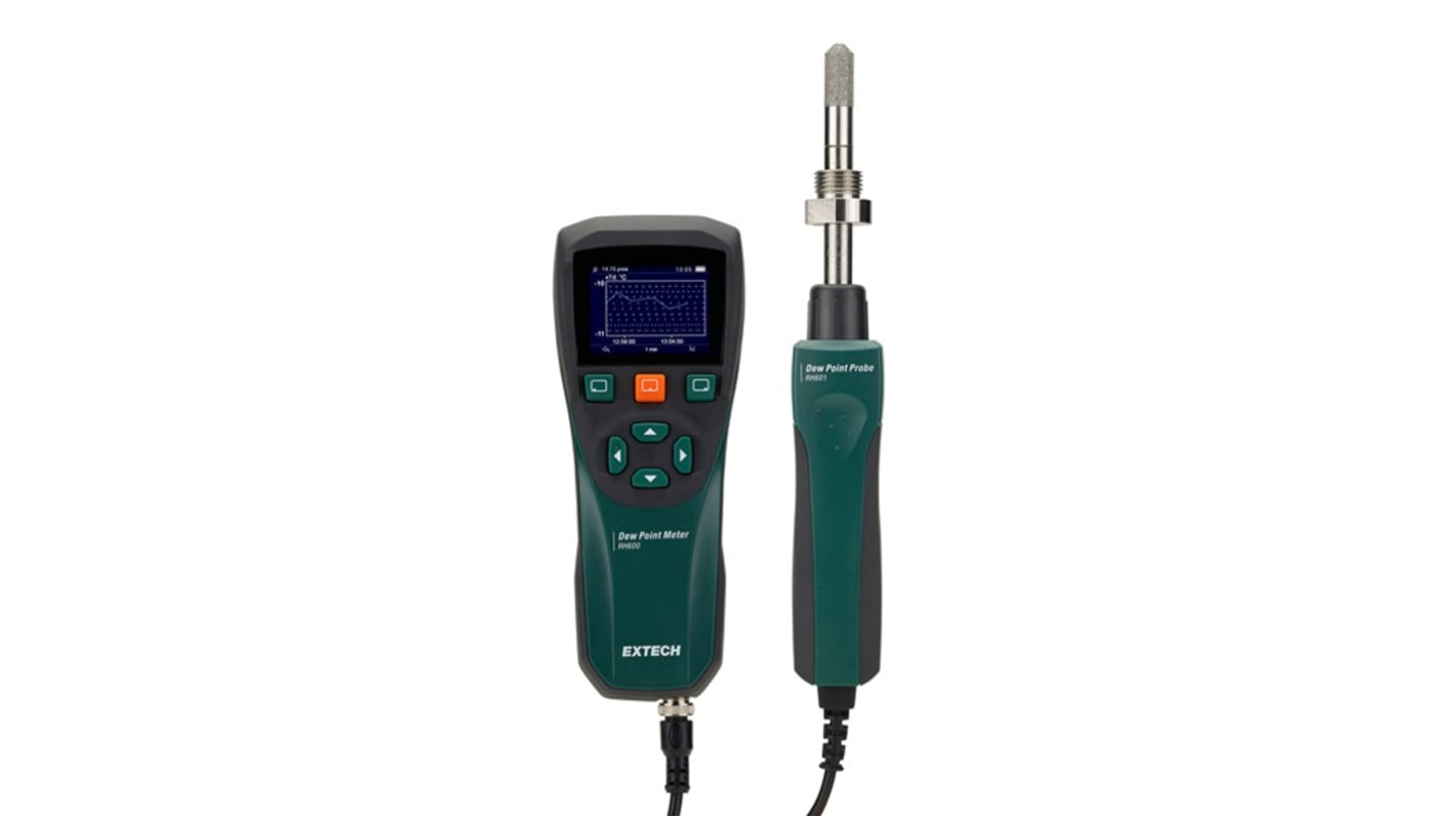 Extech RH600 Moisture Meter, 140°F Max, ±0.54 °F Accuracy, Graphic Colour Display, Battery-Powered