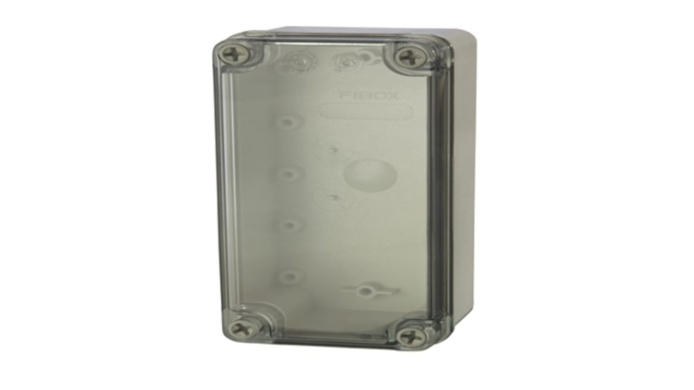 Fibox PC Series Light Grey Polycarbonate General Purpose Enclosure, IP66, IP67, IK08, Transparent Lid, 170 x 85 x 80mm