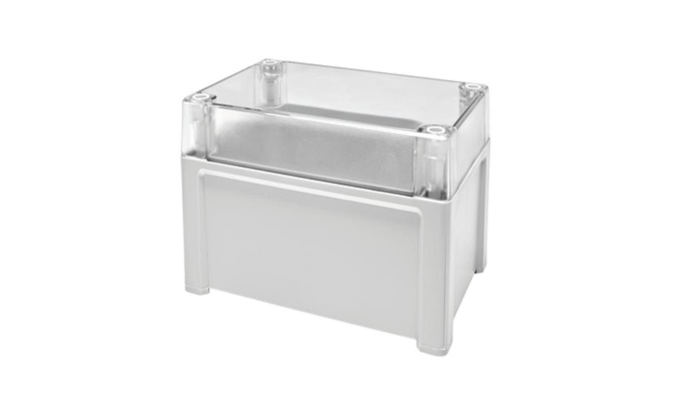 Fibox TPC Series Light Grey Polycarbonate General Purpose Enclosure, IP65, IK07, IK08, Grey Lid, 187 x 122 x 90mm