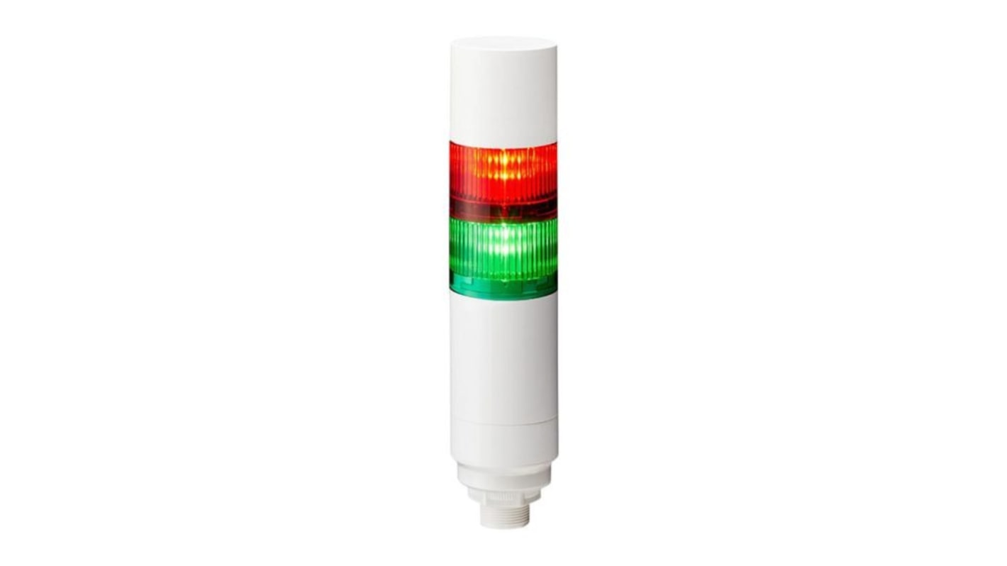 Patlite LR Series Multicolour Buzzer Signal Tower, 2 Lights, 24 V dc, Nut Mounted
