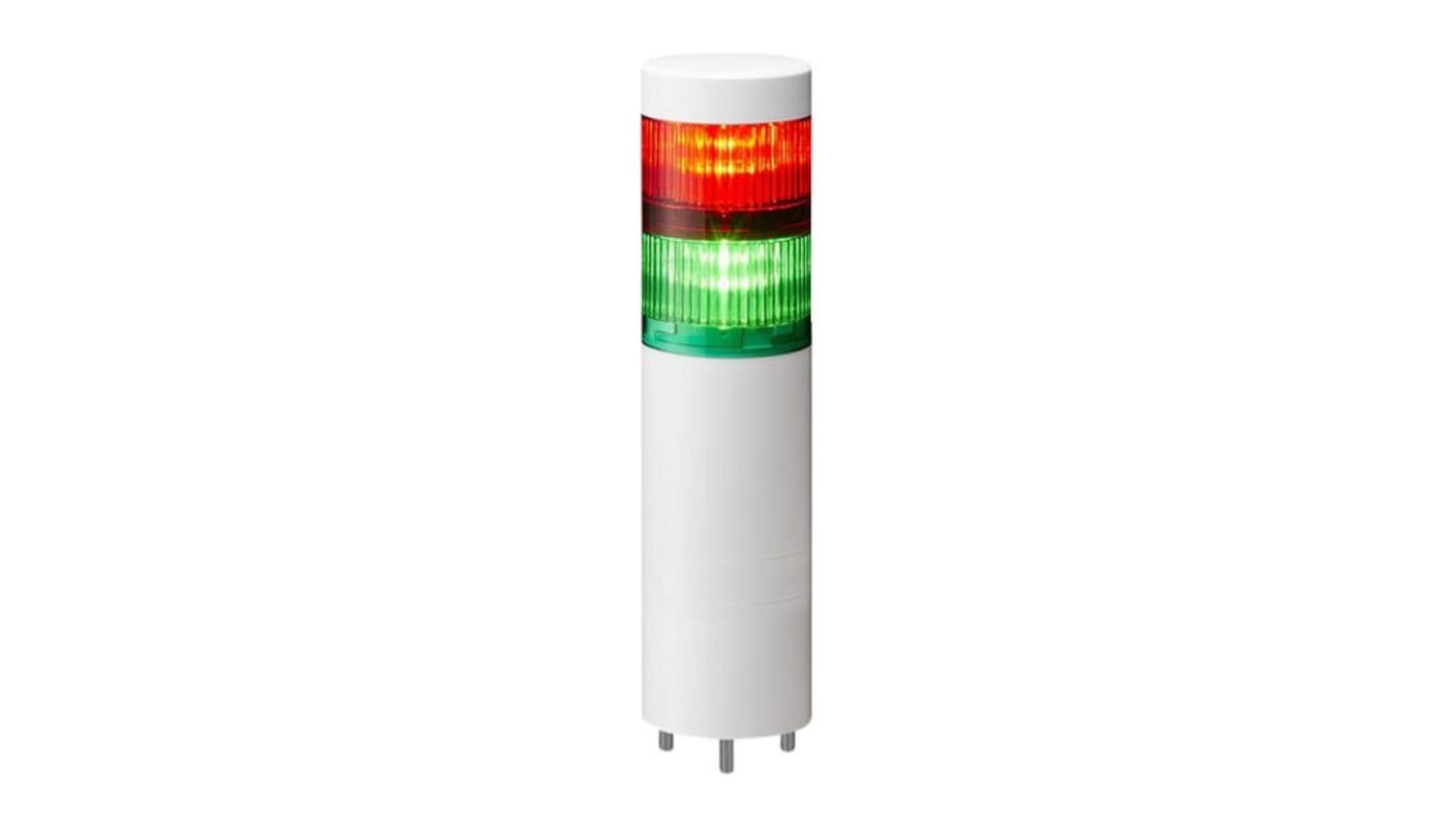 Torretta di segnalazione Patlite, 24 V c.c., LED, 2 elementi, lenti Multicolore