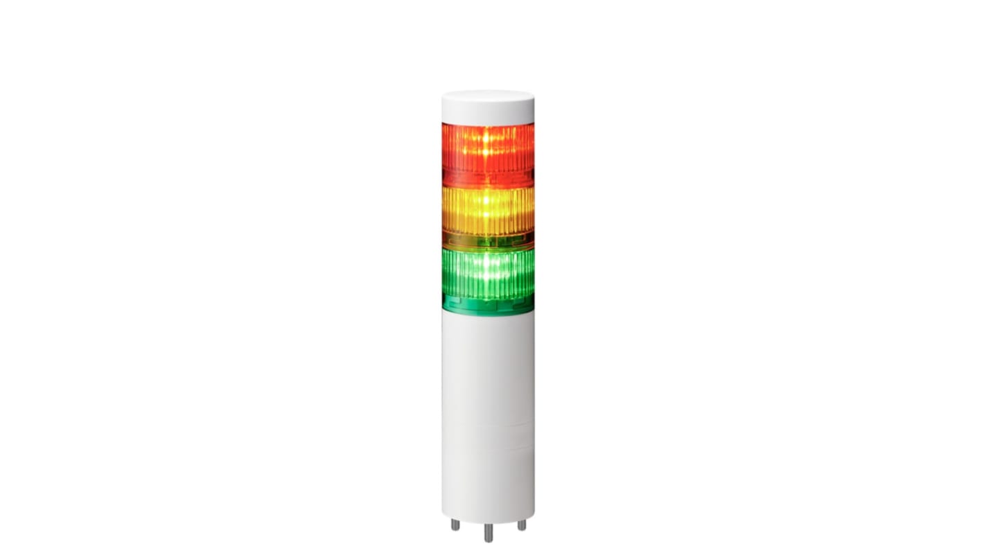 Patlite LR Series Multicolour Signal Tower, 3 Lights, 24 V dc, Direct Mount