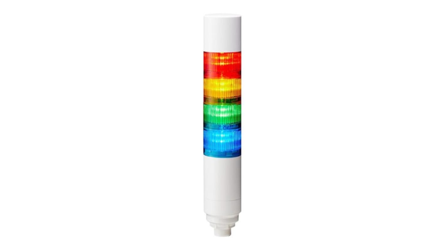 Patlite LR Series Multicolour Buzzer Signal Tower, 4 Lights, 24 V dc, Nut Mounted