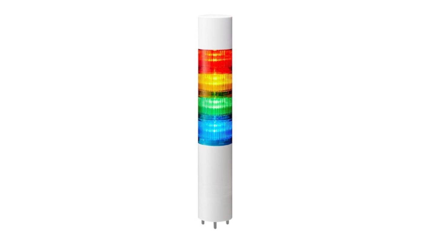 Torretta di segnalazione Patlite, 24 V c.c., LED, 4 elementi, lenti Multicolore, con Cicalino