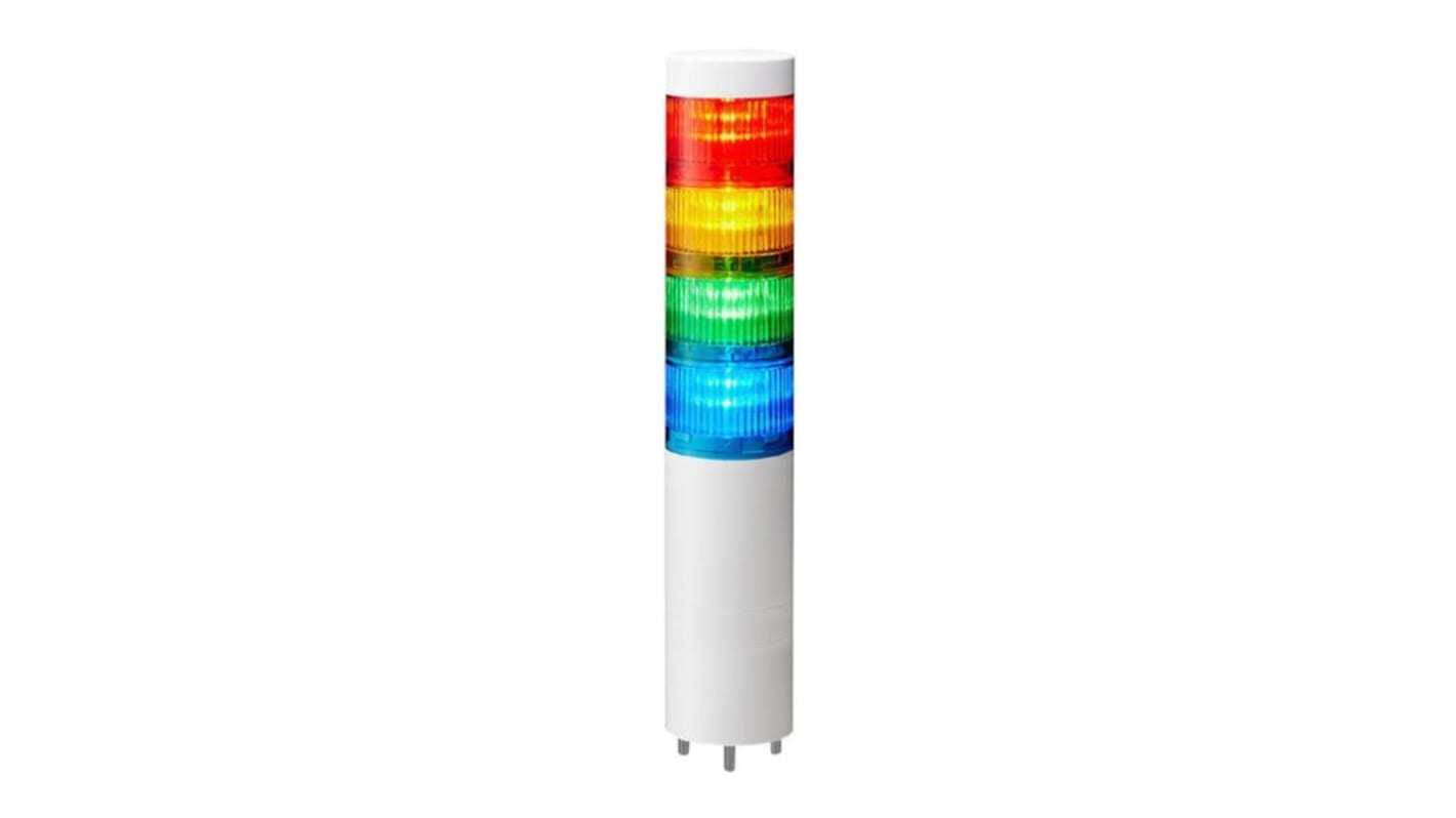 Torretta di segnalazione Patlite, 24 V c.c., LED, 3 elementi, lenti Multicolore