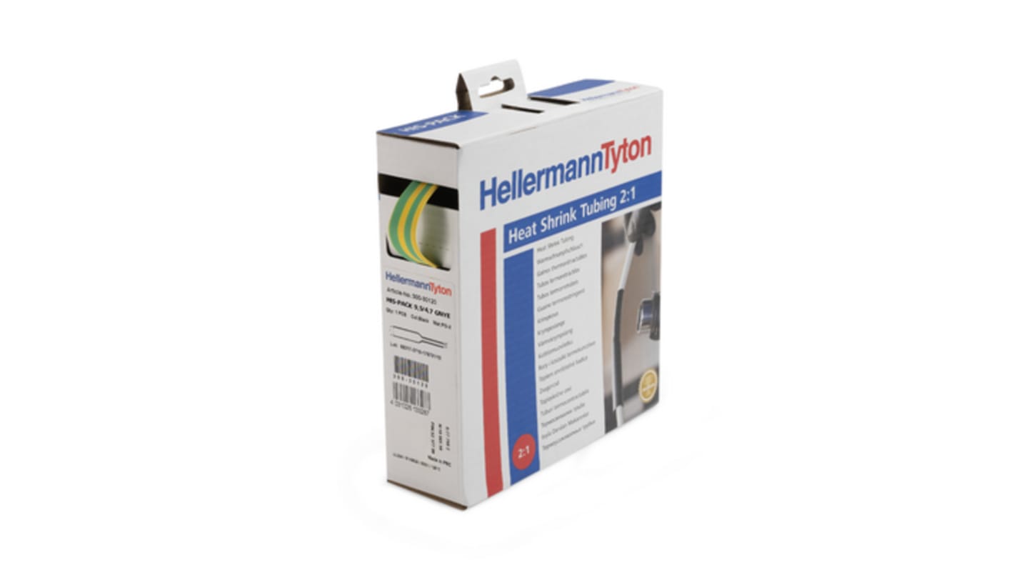 HellermannTyton Heat Shrink Tubing, Brown 6.4mm Sleeve Dia. x 5m Length 2:1 Ratio, 300 Series
