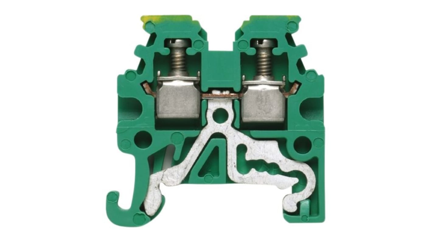 Weidmüller W Series Green/Yellow DIN Rail Terminal Block, 1.5mm², 1-Level, Screw Termination