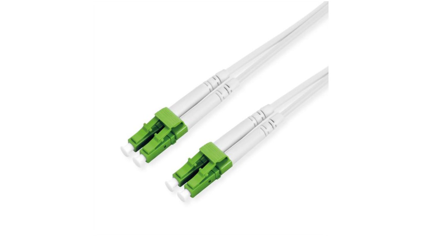 Roline LC to LC Duplex Single Mode OS2 Fibre Optic Cable, 9/125μm, White, 1m