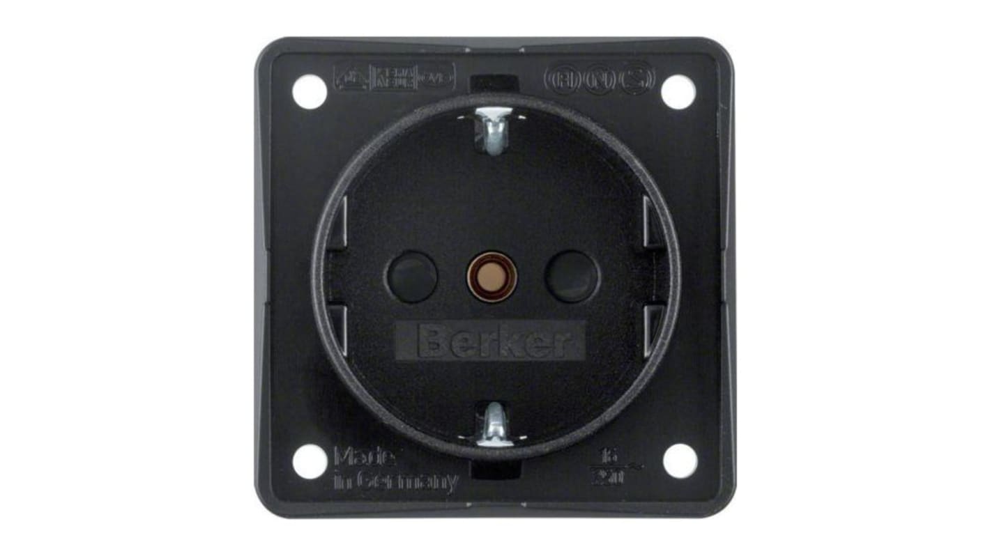 Berker Black Plug Socket, 16A, DE