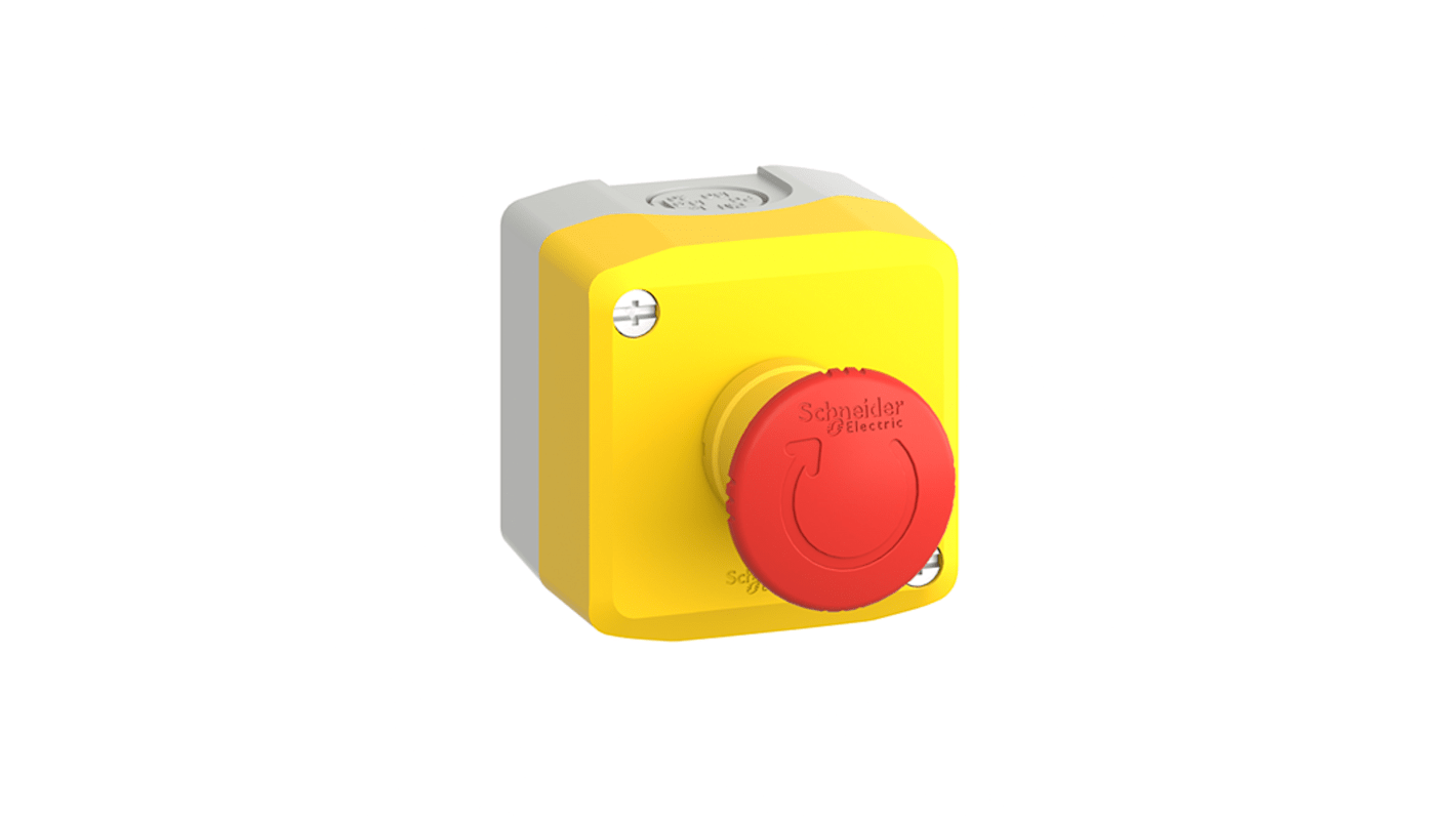 Schneider Electric Turn to Release Control Station Switch - 2NC, Polycarbonate, Red, Emergency Stop, IP66, IP67, IP69K