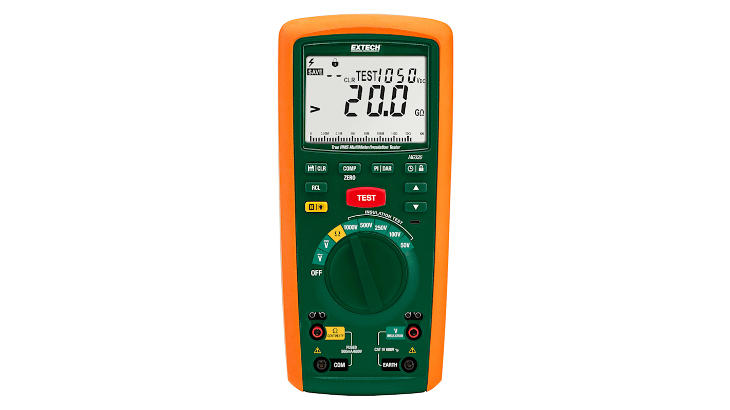 Extech MG320 Insulation Tester, 50V Min, 1000V Max, CAT IV