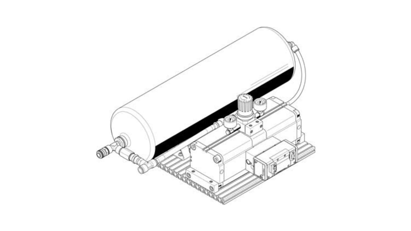 Regulador de impulso neumático Festo DPA-100-16-CRVZS20, KD4, QS-16, Silenciador