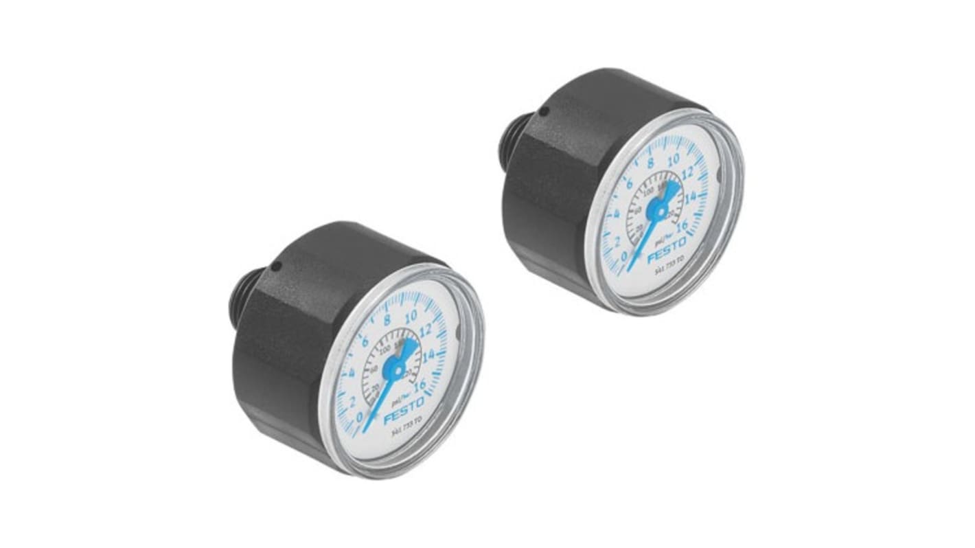 Festo R 1/8 Analogue Bourdon tube pressure gauge 10bar, DPA-40-10-MA-SET