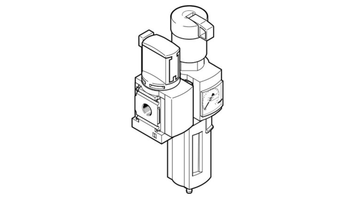 Festo G 1/4 FRL Assembly, Manual Drain, 40μm Filtration Size - With Pressure Gauge