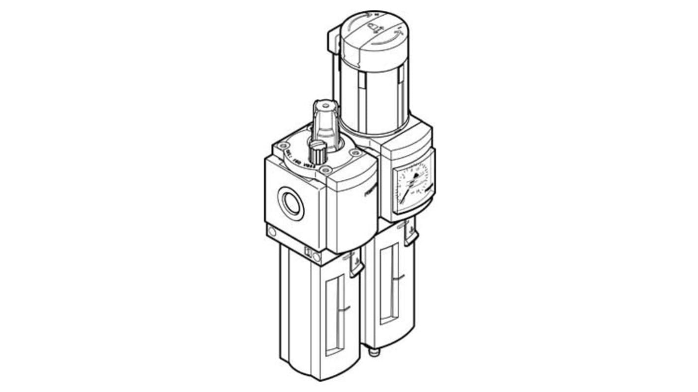 Festo G 1/4 FRL Assembly, Manual Drain, 40μm Filtration Size - With Pressure Gauge