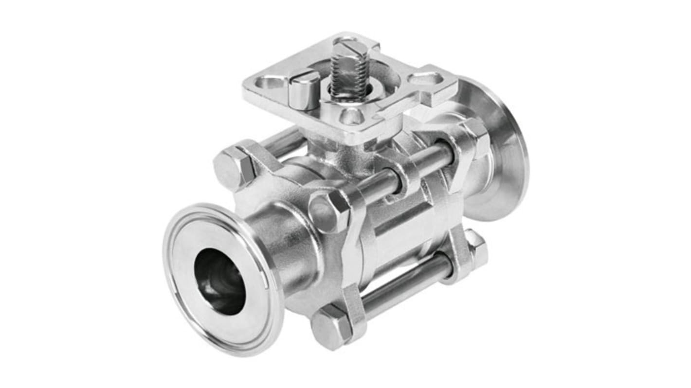 Válvula de bola, Festo, VZBD-1/2-S5-16-T-2-F0304-V14V14, Acero inoxidable