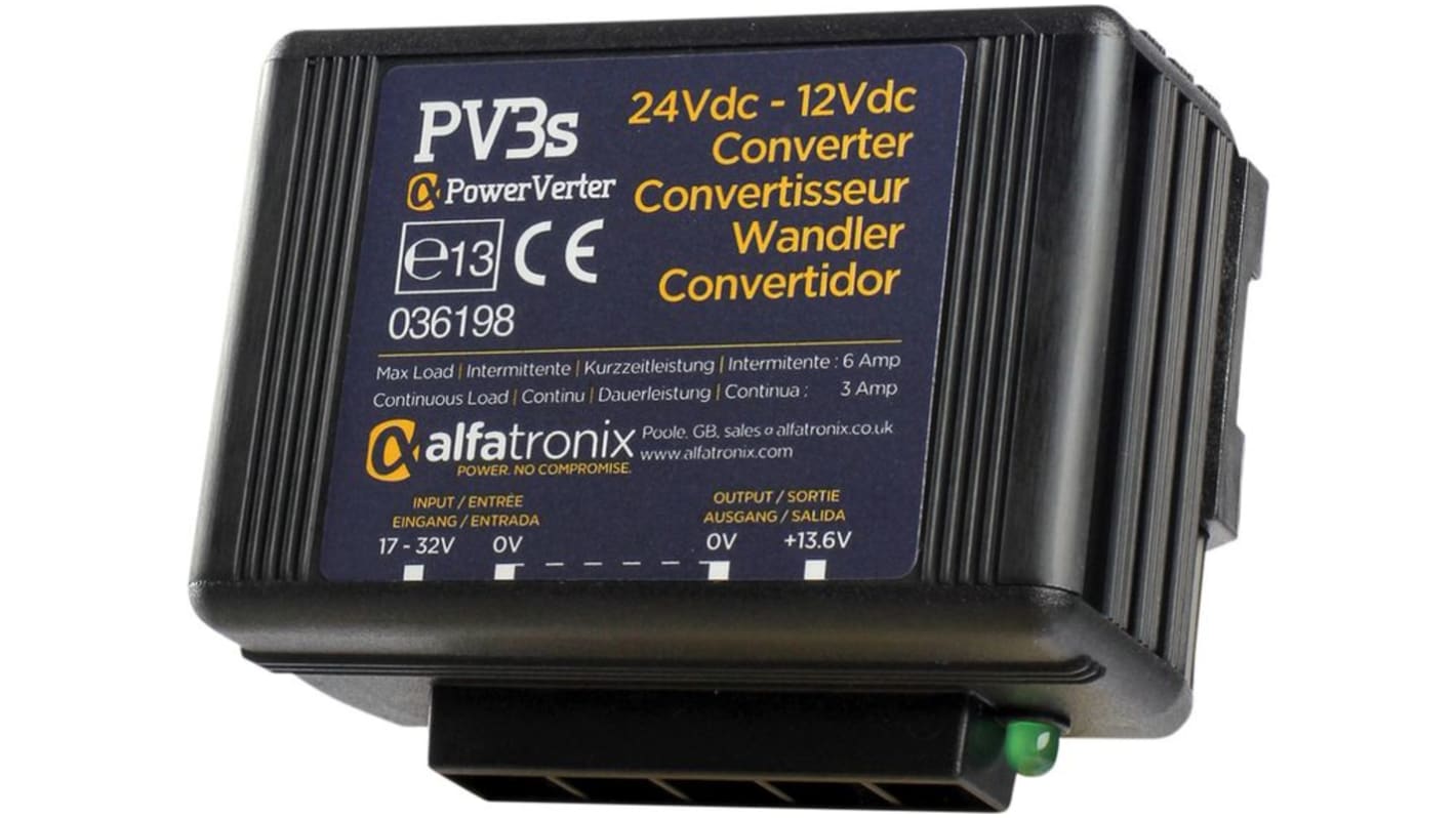 Convertisseur DC-DC Alfatronix, PV, Montage par clip, 36W, 13.6V c.c., 3A