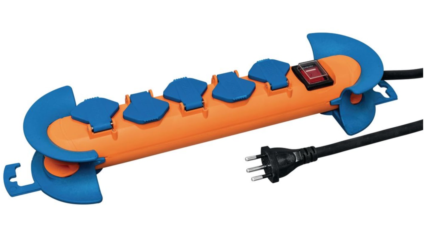 Type J - Swiss 5 Gang Power Distribution Unit, 8m Cable, 10A, 230 V