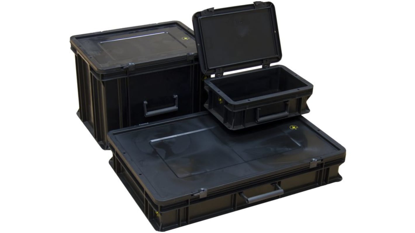 WEZ Black Polypropylene Storage Box, 300mm x 400mm x 221mm