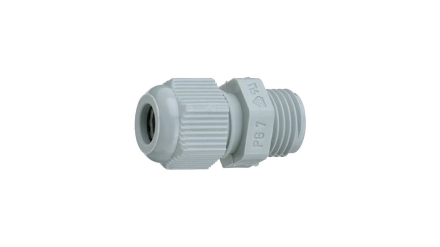 Jacobs 50.0xx Series Grey Polyamide Cable Gland, PG21 Thread, 13mm Min, 18mm Max, IP68