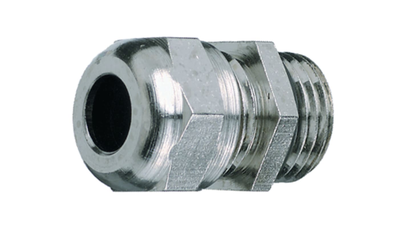 Jacobs PERFECT Series Silver Nickel Plated Brass Cable Gland, M16 Thread, 3mm Min, 9mm Max, IP69K