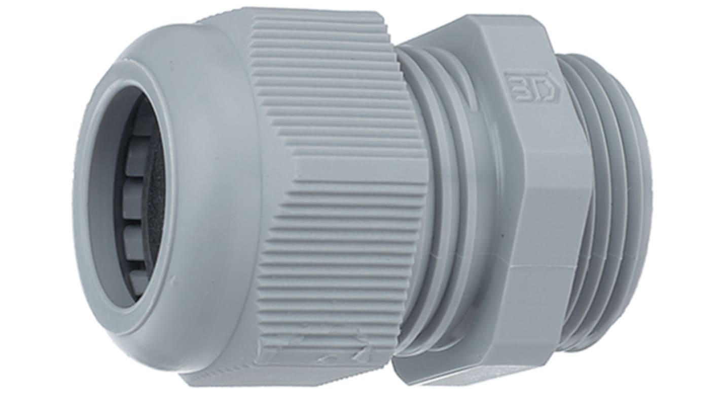 Jacobs 50.6xx Series Grey Polyamide Cable Gland, M32 Thread, 15mm Min, 21mm Max, IP68