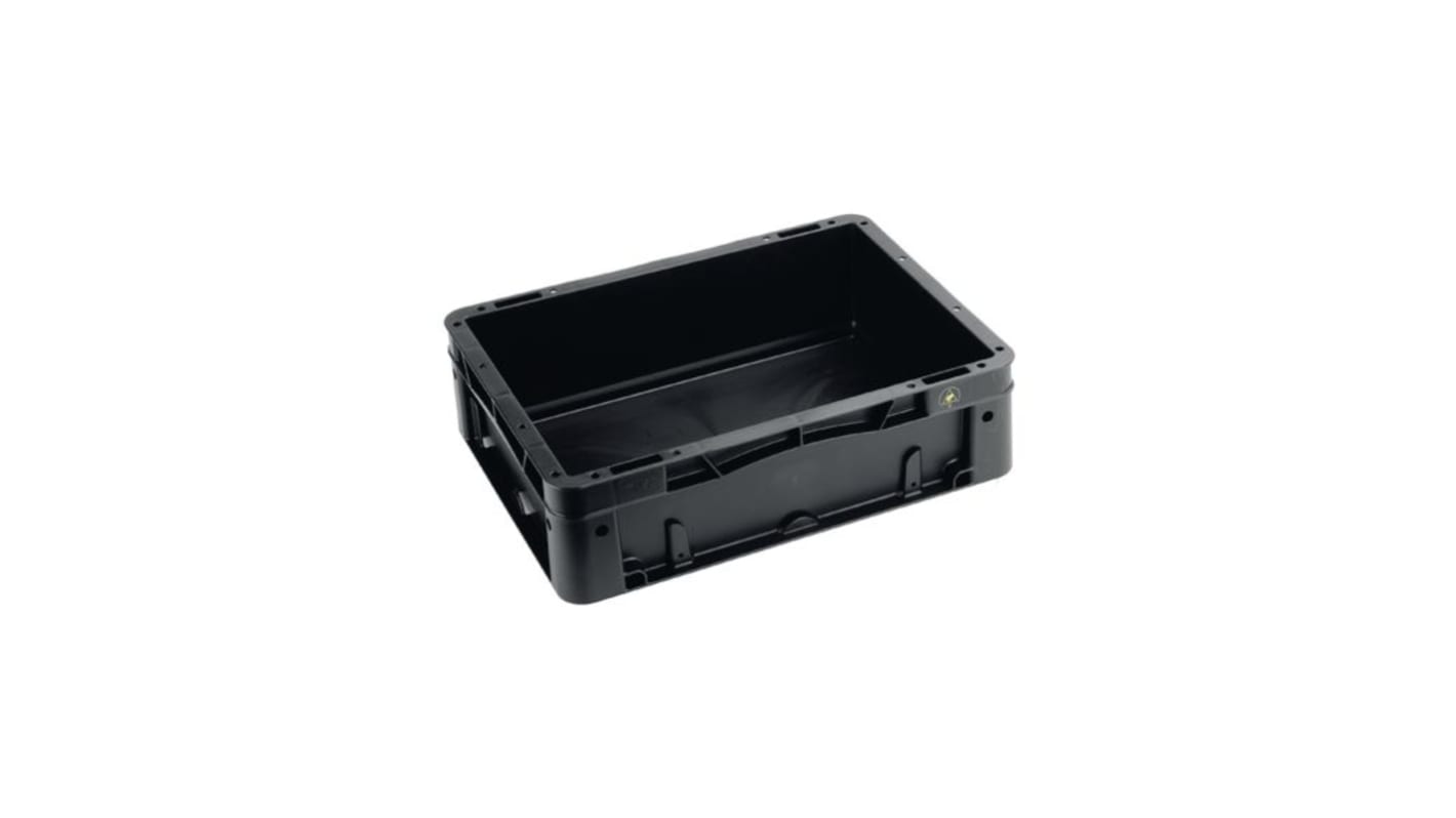 WEZ 10L Black Polypropylene Euro Containers, 120mm x 300mm x 400mm