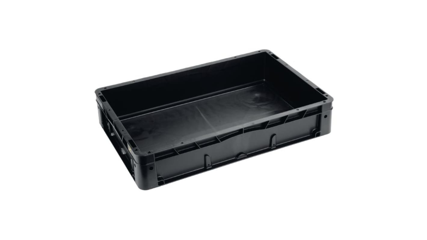 Caja Euro WEZ de Polipropileno Negro, de 22L, 120mm x 400mm x 600mm